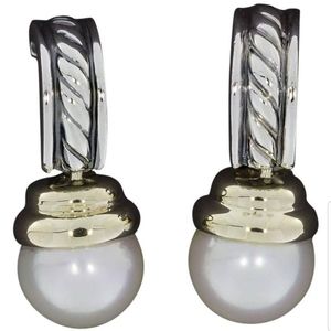 David Yurman Two Tone Hampton Pearl Earrings
